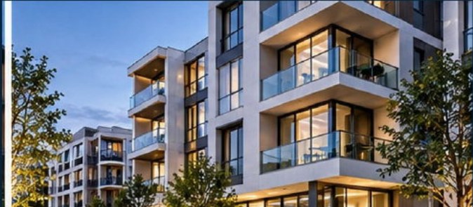 Apartment building with balconies